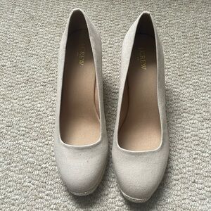 J Crew tan canvas wedges size 11